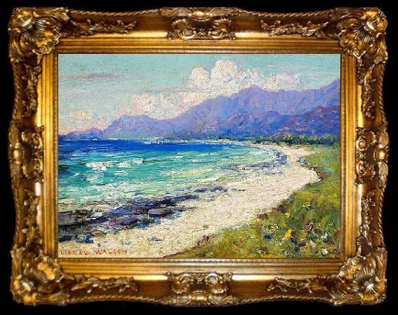 framed  Lionel Walden Hawaiian Coastal Scene, oil painting by Lionel Walden, ta009-2